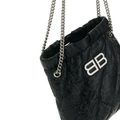 Balenciaga Xs Crush Quilted Leather Tote Bag In Black