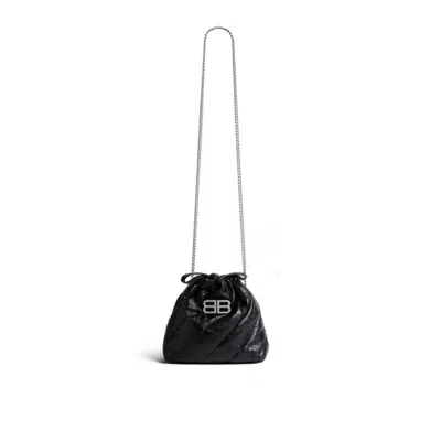 Balenciaga Xs Crush Quilted Leather Tote Bag In Black
