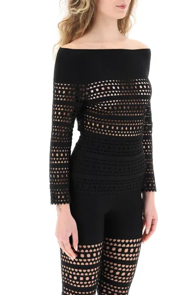 Alaïa Black Viscose & Polyester Women's Top For Ss23