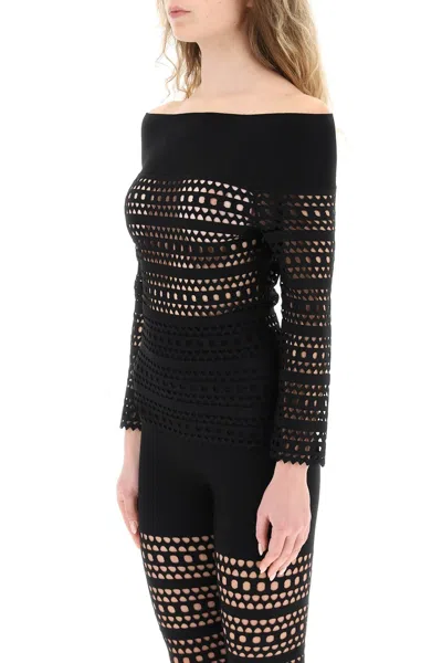 Alaïa Black Viscose & Polyester Women's Top For Ss23