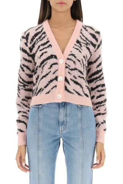 Alessandra Rich Zebra Pattern Knitted Cardigan