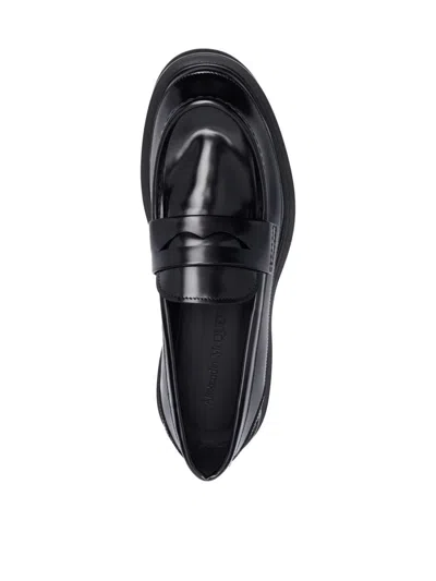 Alexander Mcqueen Seal Logo Leather Penny Loafers