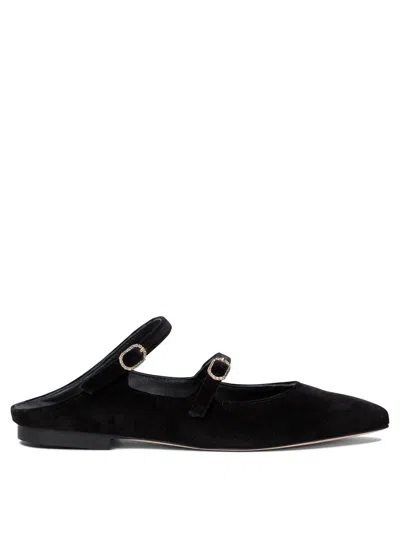Amato Daniele Velvet Blue Loafers With Pointed Toe And Buckle Detail