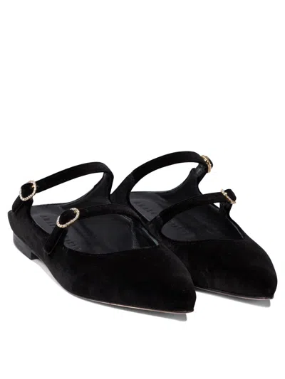 Amato Daniele Velvet Blue Loafers With Pointed Toe And Buckle Detail