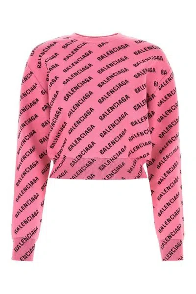 Balenciaga All-over Logo Cropped Sweater