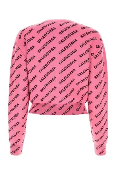 Balenciaga All-over Logo Cropped Sweater