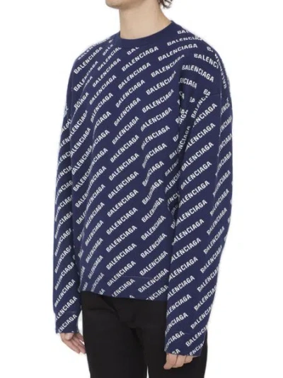 Balenciaga All-over Logo Crewneck Sweater