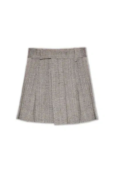 Bottega Veneta Burgundy Leather Mini Skirt