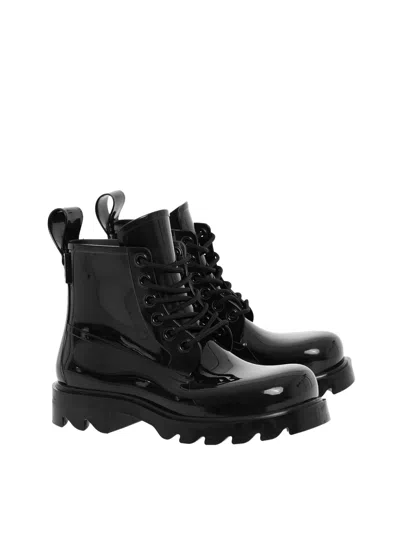 BOTTEGA VENETA BOTTEGA VENETA ROUND TOE LACE-UP COMBAT BOOTS 