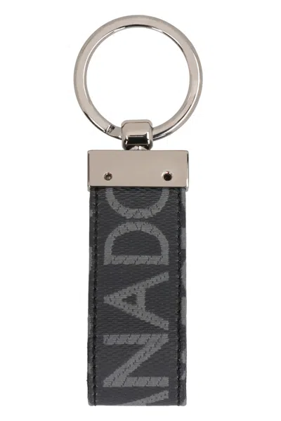 Dolce & Gabbana Coated Canvas Keychain With All-over Lettering Logo