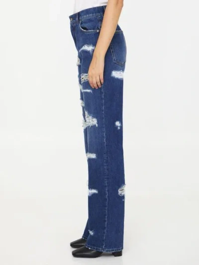 Dolce & Gabbana Distressed Jeans With Leo Print