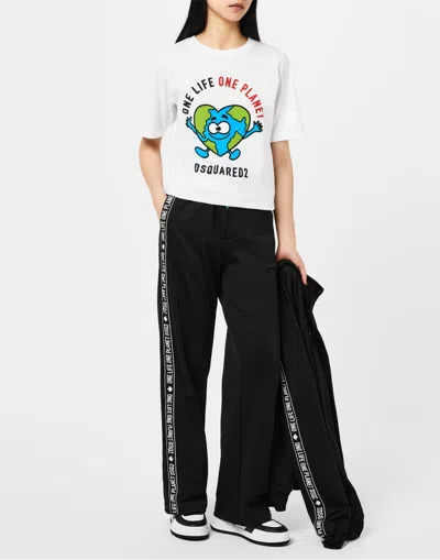 Dsquared2 Earth Logo Short Sleeve T-shirt For Women