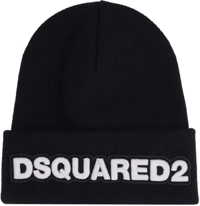 Dsquared2 Dsquared Men Black Wool Beanie Hat
