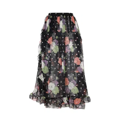 Etro Silk Skirt With Floral And Polka Dot Accents