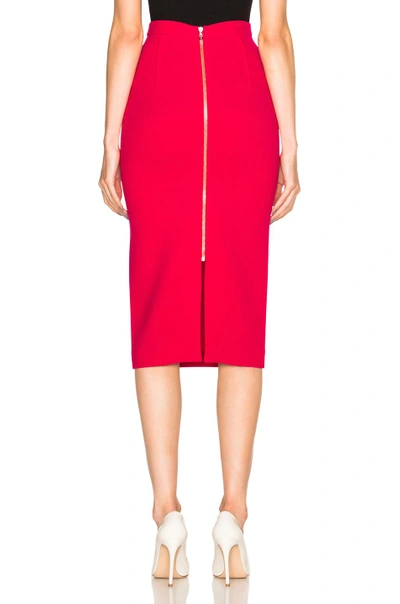 Shop Roland Mouret Arreton Double Wool Crepe Skirt In Raspberry