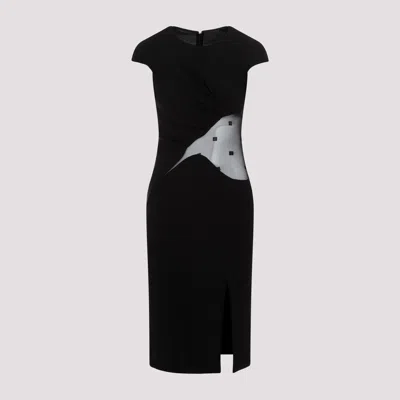 Givenchy Womens Black Semi-sheer Cut-out Woven Midi Dress
