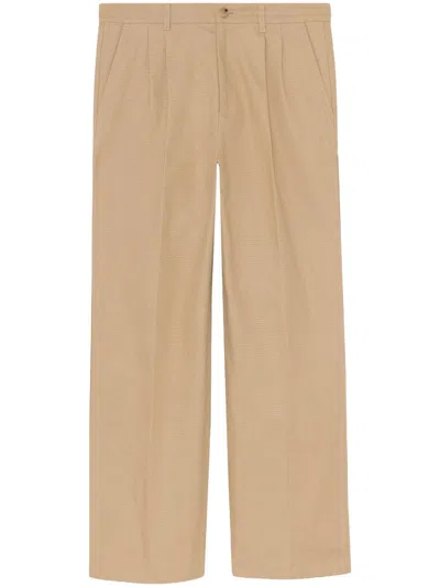 Gucci Embroidered-logo Straight Trousers