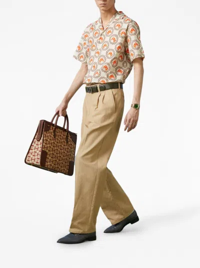 Gucci Embroidered-logo Straight Trousers