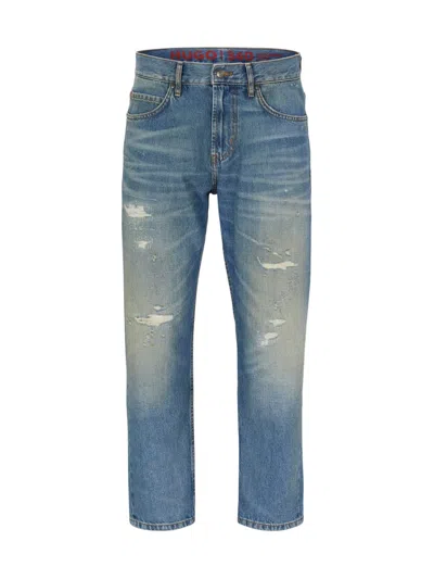 Hugo Boss Baggy-fit Jeans In Stonewashed Blue Denim