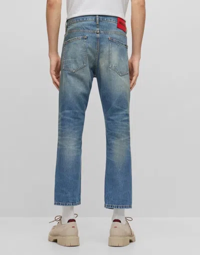 Hugo Boss Baggy-fit Jeans In Stonewashed Blue Denim
