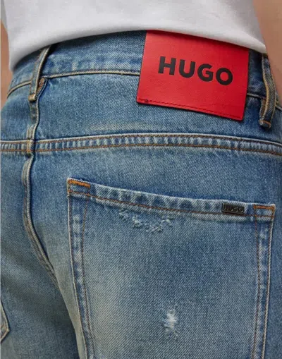 Hugo Boss Baggy-fit Jeans In Stonewashed Blue Denim
