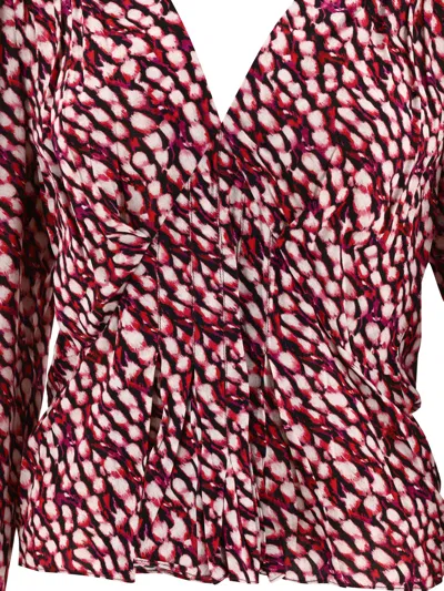 Isabel Marant Fuchsia Ruffled V-neck Blouse For Women