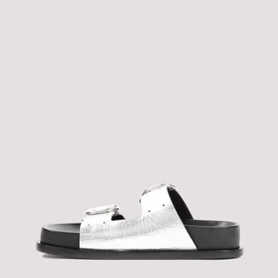 Jil Sander Black Leather Sandals With Buckle Detail