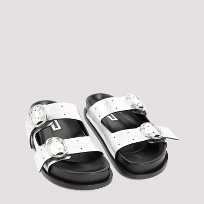 Jil Sander Black Leather Sandals With Buckle Detail