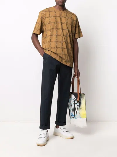 Jw Anderson Cotton T-shirt With All-over Contrasting Logo Print