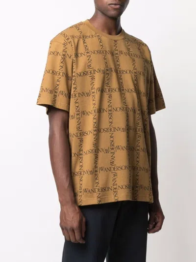 Jw Anderson Cotton T-shirt With All-over Contrasting Logo Print