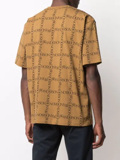 Jw Anderson Cotton T-shirt With All-over Contrasting Logo Print