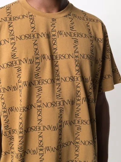Jw Anderson Cotton T-shirt With All-over Contrasting Logo Print