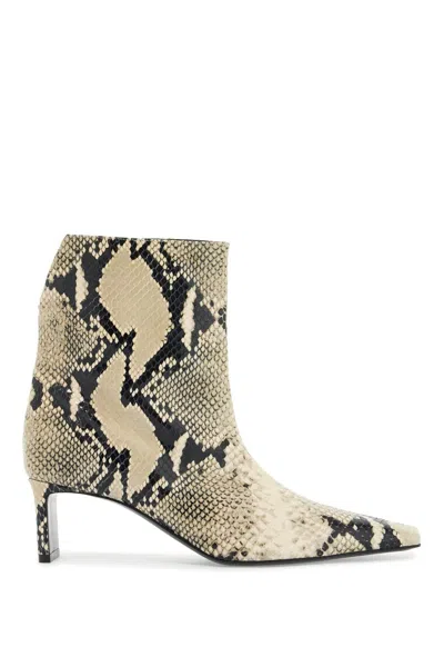 Khaite Ona Ankle Boot Natural Python-embossed Leather