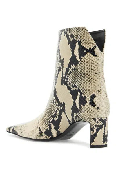 Khaite Ona Ankle Boot Natural Python-embossed Leather