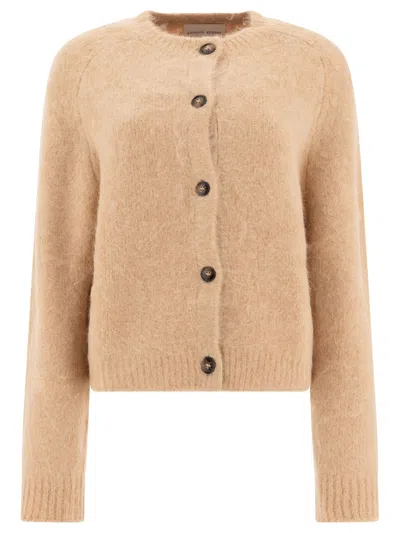 Loulou Studio "arsen" Crew Neck Cardigan In Neutral