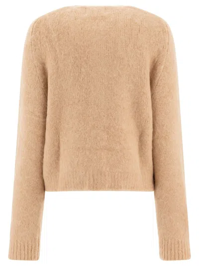 Loulou Studio "arsen" Crew Neck Cardigan In Neutral