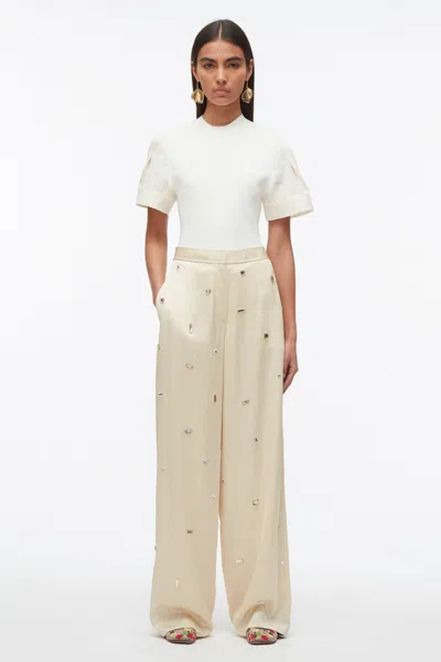 3.1 Phillip Lim Compact Rib Top With Contrast Sleeves In Ivory