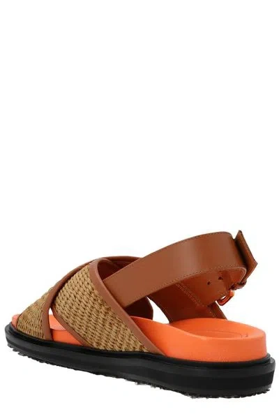 Marni Raffia And Leather Criss-cross Fussbett Sandal