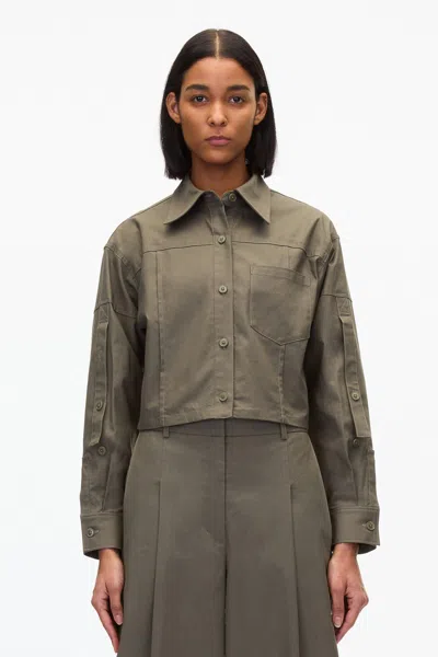 3.1 Phillip Lim Cropped Convertible Shirt Jacket In Army