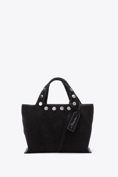 3.1 Phillip Lim Denim Mini Market Tote Bag With Studs In Washed Blk