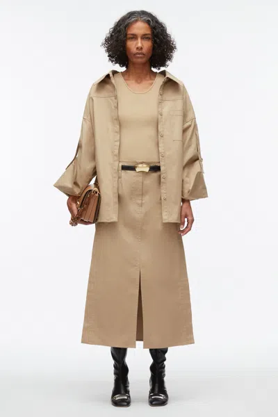 3.1 Phillip Lim Drop Back Shirt With Convertible Sleeves In Khaki