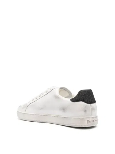 Palm Angels Spray Print Flame Logo Sneakers In Neutral