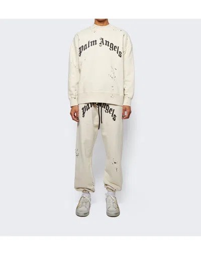 Palm Angels Spray Print Flame Logo Sneakers In Neutral