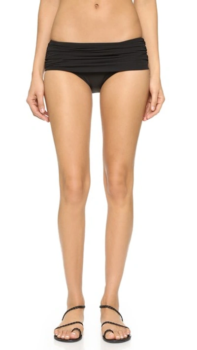 Norma Kamali Bill Ruched Super Low-rise Bikini Bottom In Black