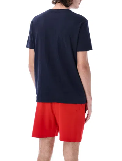 Polo Ralph Lauren Blue Crewneck T-shirt With Pony Embroidery On The Front