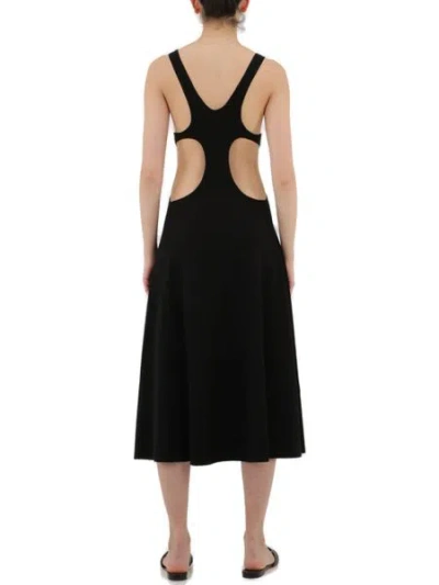 Saint Laurent Sleeveless Black Wool A-line Dress With Cut-out Details For Women