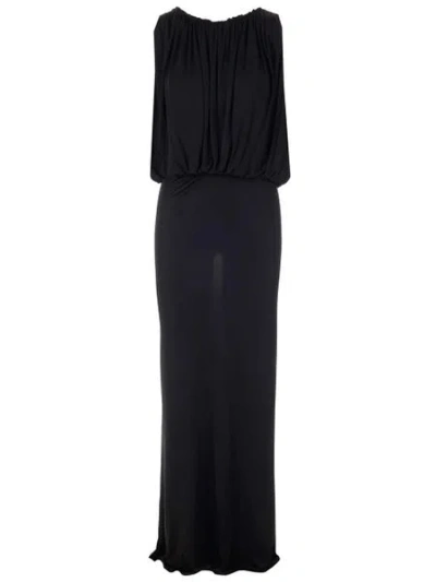 Saint Laurent Shoulder-baring Long Dress With Gathered Accents