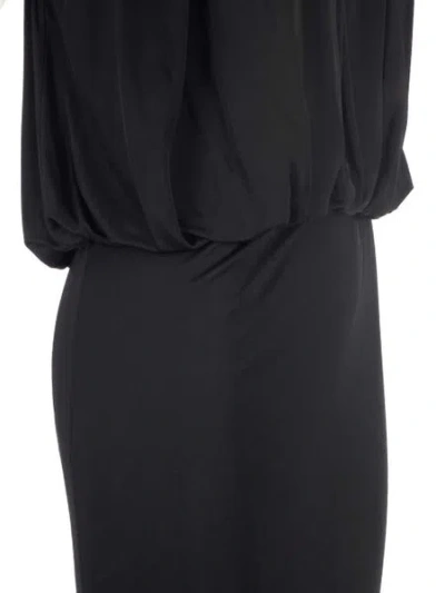 Saint Laurent Shoulder-baring Long Dress With Gathered Accents