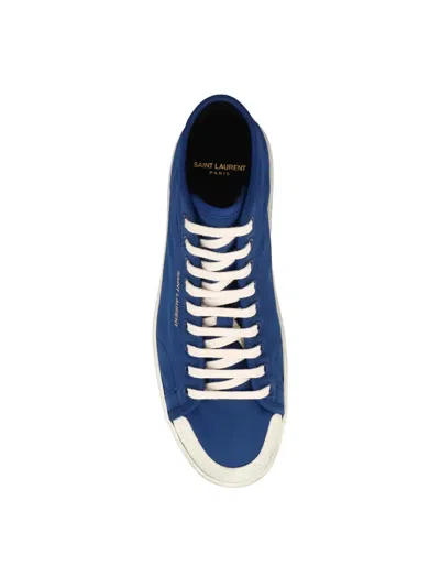 Saint Laurent Blue Sl 39 Court Classic Logo Mid Top Sneakers