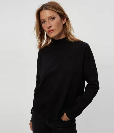 Michael Stars Mila Mock Neck Sweatshirt In Black